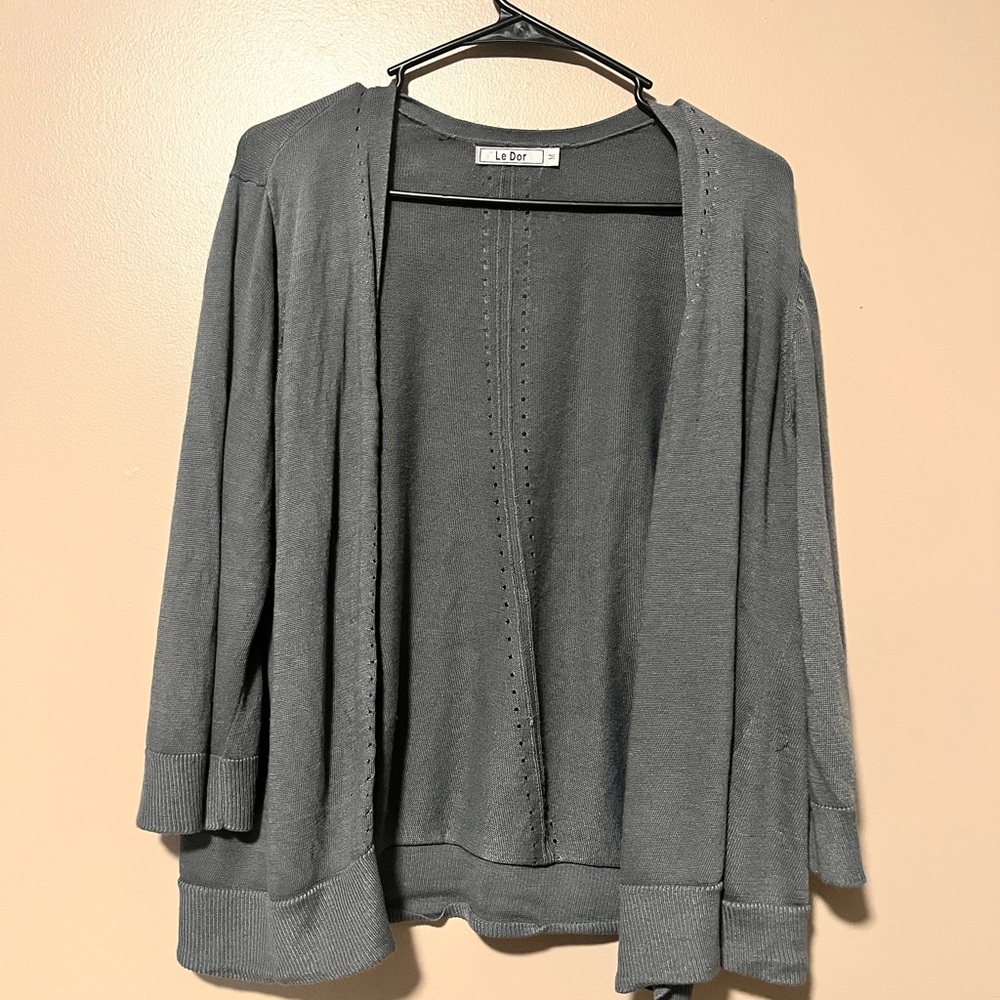 Blue/Grey 3/4 Sleeve Cardigan